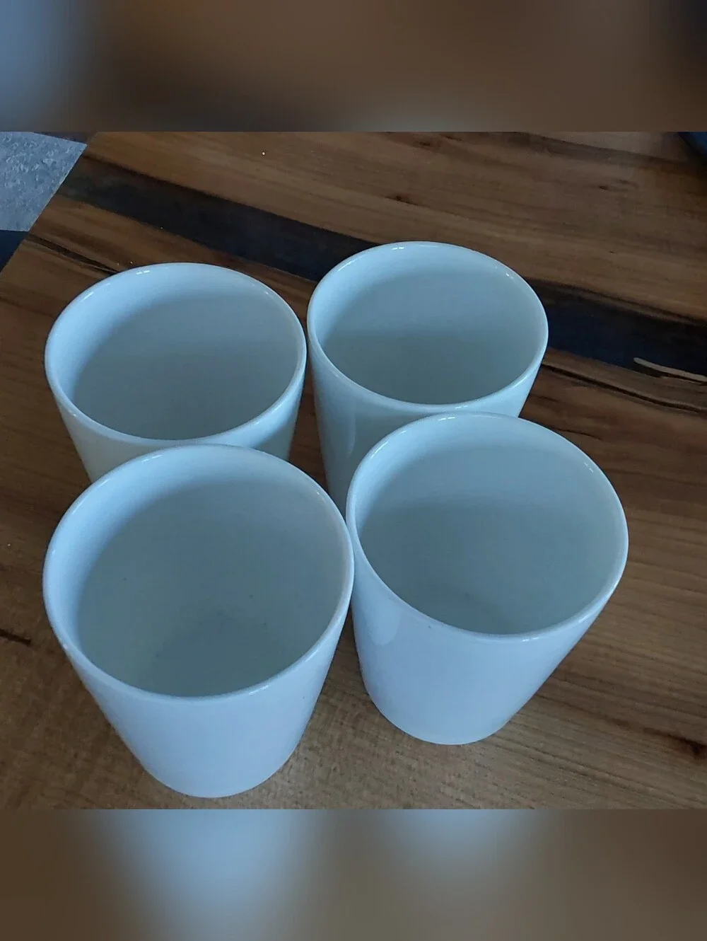 4 WHITE PORCELAIN GOLD CANYON TUMBLERS